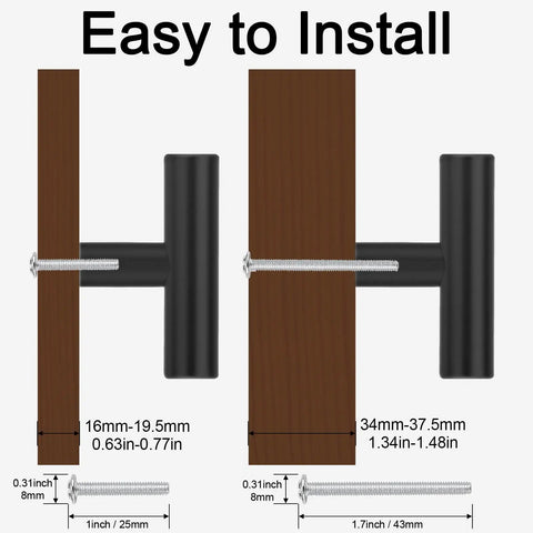 Easy to Install 50 Pack Black Cabinet Knobs For Drawers And Doors 2 Inch Stainless Steel Handles and pulls with screws