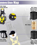 Yakamoz 4-pack pressure washer hose adapters, M22-14mm male couplers, brass, 5000 PSI
