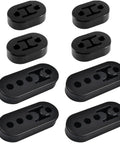 Heavy Duty Rubber Exhaust Hanger Kit 8 Pieces With 4 Hole Adjustable Muffler Hangers And 2 Hole Options shown in black