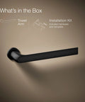 Avid Towel Arm Matte Black Open Ended Design For Easy Access Premium Metal Construction on brown background