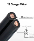 Close-up of Twelve Gauge Two Conductor Low Voltage Outdoor Landscape Lighting Wire 100 Feet Direct Burial Heavy Duty Waterproof Cable