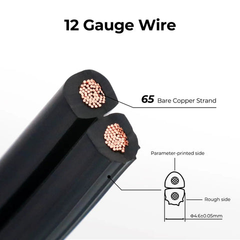 Close-up of Twelve Gauge Two Conductor Low Voltage Outdoor Landscape Lighting Wire 100 Feet Direct Burial Heavy Duty Waterproof Cable
