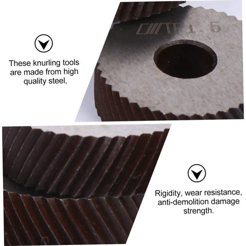 3 Piece No Frills Shop Gear Knurling Tool Set For Lathe Machines With Diagonal Cut Wheels For Positive And Negative Twill Patterns Heavy Duty Hardened Steel Surface Texturing Accessories