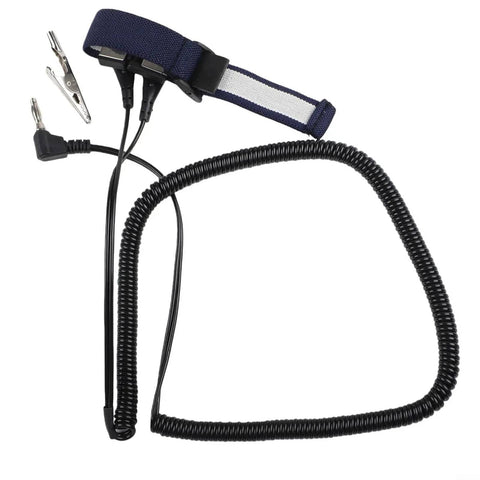 Anti Static Wrist Strap With Adjustable Grounding Cord for electronics repair, featuring conductive fiber braid and PU coil.