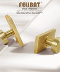 Gold Door Knob With Deadbolt Set In Satin Brass, Single Cylinder Hardware For Exterior Or Interior Doors, Built To Last Metal Construction