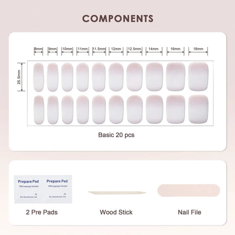 Components of Semi Cured Gel Nail Strips Real Gel Shield For Brittle Nails Waterproof Long Lasting Easy Peel Off Removal set