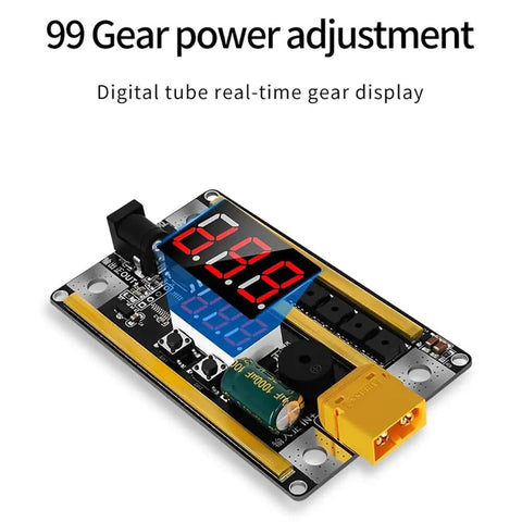 Digital Power Spot Welder Control Board Kit With Dialed In 99 Gears 8V 24V Range, real-time display with connectors visible