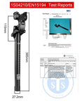Suspension Seatpost With Six Diameter Options 27.2mm 365mm length with test reports and measurements displayed