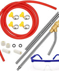 Pressure Washer Wet Sandblasting Kit 5000 PSI With Quick Disconnect 1/4 Inch, includes red hose, metal wand, goggles, and nozzles.