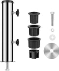 Sturdy Granite Umbrella Stand Tube For Outdoor Use, Stainless Steel Base showing multiple components for DIY assembly.