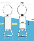 Front and back view of 10 Pack Sublimation Blanks Keychains Aluminum Bottle Opener Transfer Key Rings for Custom DIY Gifts