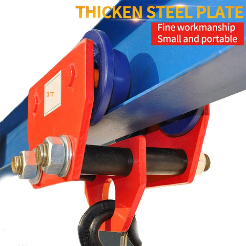 Two Ton Push Trolley Beam Trolley 4400 Lbs Capacity Dual Wheels Crane Lift for Garage Hoist Adjustable Width Rail