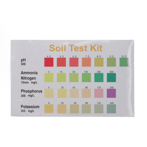Color chart for Soil Test Kit For Agriculture And Gardening Liquid pH And NPK Solution Real Time Readings Universal Design.