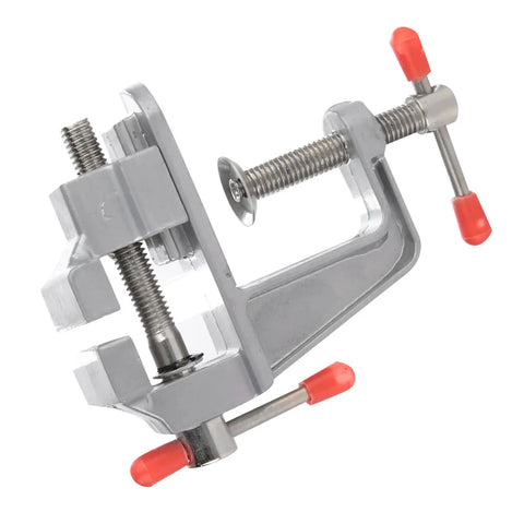 Mini Bench Vise With 36mm Opening And 34mm Table Thickness Clamp For Jewelry Making And DIY Repairs, beefy metal vise with red grips