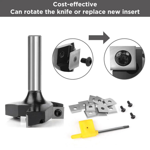 Beefy CNC Spoilboard Surfacing Router Bit With One Half Inch Shank Three Inch Cutting Diameter Fifteen Thirty Two Inch Cut