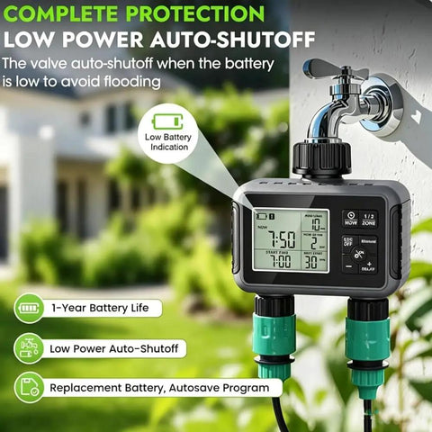 16 Nozzle Oscillating Sprinkler With Dual Zone Water Timer And Automatic Rocking Motion for lawn, yard, and garden watering