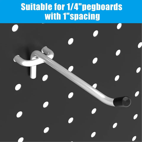 Heavy Duty Metal Pegboard Organizer hook from 157 Piece Extra Thick Pegboard Hook Set for 1/4 inch pegboard with peg locks
