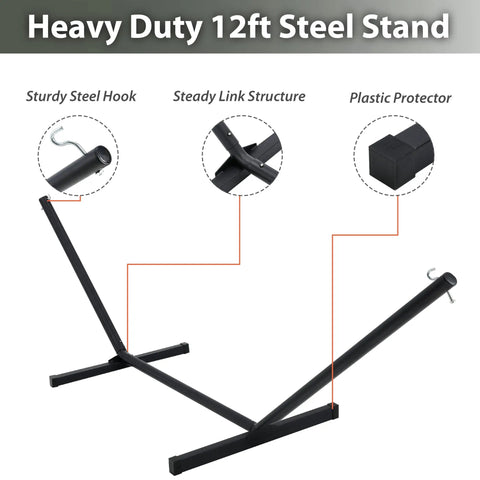 Heavy Duty Two Person Hammock With Portable Steel Stand For Outdoor Patio 12ft steel stand components detail view