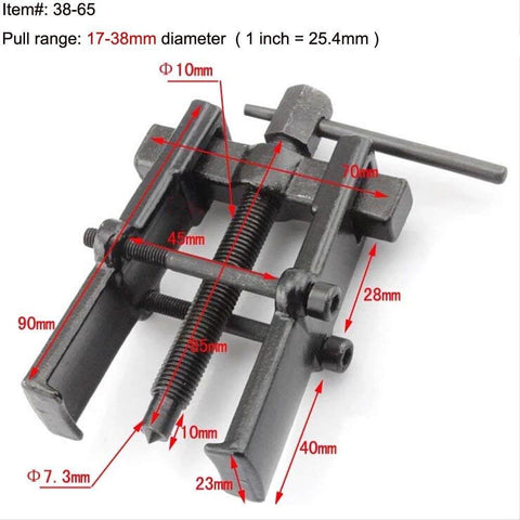 Two Jaw Twin Leg Gear Puller Bearing Removal Tool Kit With Screw Lock And Adjustable Arms For 17-38mm Bearings, detailed view