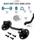 Heavy Duty Sliding Barn Door Lock Kit With Gate Latch And Hook And Eye For Screen Doors Tough As Nails Rust Proof 304 Stainless Steel With Black Powder Coat Durable Barn Door Hardware For Home Or Garage Security, 2-pack hook latch