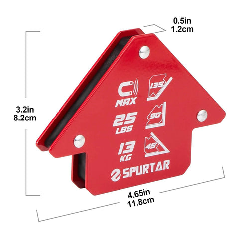 Close-up of Six Pack Heavy Duty Welding Magnets 25 Lb Each with Magnetic Angle Clamps for hands-free welding 45 90 135 degree