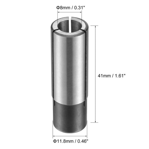 One Half Inch To Eight Millimeter Collet Chuck Driver Adapter For Engraving Router Bit Converter For Lathe And CNC Milling Machines Rock Solid Carbon Steel Build Delivers Tight Grip Precise Clamping And Durable Wear Resistant Performance, 41mm long view