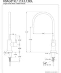 Technical diagram of the Concord Water Filtration Faucet In Brushed Nickel, Drip Free Ceramic Disc, Solid Brass And Zinc Alloy Construction.