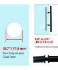 Stainless Steel 304 Ladder Style Back To Back Glass Door Barn Door Push Pull Handle 48 Inch Matte Black Modern No Sweat Easy Install Durable Heavy Duty Hardware For Double Doors Premium demonstrated on glass door with measurements.