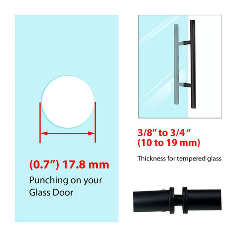 Stainless Steel 304 Ladder Style Back To Back Glass Door Barn Door Push Pull Handle 48 Inch Matte Black Modern No Sweat Easy Install Durable Heavy Duty Hardware For Double Doors Premium demonstrated on glass door with measurements.