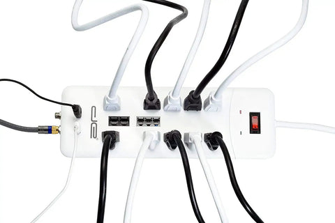 10 Outlet Surge Protector Power Strip With 3500 Joules Of Protection 25 Foot Heavy Duty Extension Cord ETL Listed 15 Amp Dual USB Ports