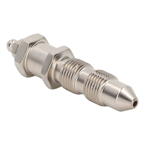 Stainless Steel Excavator Grease Fitting Valve 07959-20001 shown in side view, highlighting its standard size and threaded design.