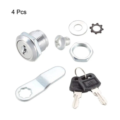 Cam Lock Set Of 4 With Five Eighth Inch Cylinder Length Fits Up To Five Sixteenth Inch Panel Thickness No 4 Cam Keyed Different Zinc Alloy Chrome Plated File Cabinet Locks components