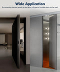 Hidden Door Pivot Hinge For Secret Bookcase Doors Heavy Duty 570 Lbs Load Bearing In 304 Stainless Steel installed view