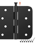 3 Pack Black Exterior Door Hinges 4 Inch With Five Eighth Inch Radius Removable Pin Rust Resistant includes screws