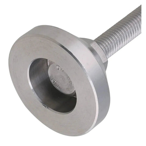 Built Like A Tank Adjustable Leveling Feet 2 Pack Top Shelf 304 Stainless Steel swivel foot detail with M8 M10 M12 thread.