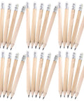 Short Wood Golf Pencils Set Of 60 With HB Graphite Core And White Erasers for kids beginners classroom and home art projects.