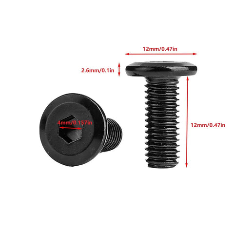 Black Zinc Flat Head Hex Socket Machine Screws M6x12mm showing hex socket design and dimensions for furniture assembly.