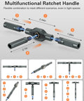 34 In 1 Magnetic Ratcheting Screwdriver Set With One Quarter Inch Socket Adapter detailing assembly configurations