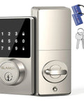 Touchscreen Smart Lock With No Key Needed Entry, digital deadbolt, 50 user codes, key fob unlock, auto lock, front view