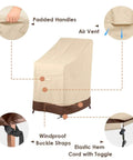 Beefed-Up Heavy Duty Waterproof Stackable Patio Chair Cover For 4-6 Chairs, Outdoor Furniture Protector in Beige and Brown, features