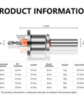 Product image showing Heavy Duty Adjustable Countersink Drill Bits For Woodworking 8MM And 10MM Shank specifications with dimensions.