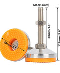 Beastly Tough M12 Leveling Feet For Furniture And Machinery, 4 Pack, Adjustable Floor Protectors With PVC Anti Slip Cushions, 117mm Height, 80mm Base Diameter, 87mm Thread Length, Ideal For Shelves, Equipment, And Industrial Setups., M12 leveling foot with 80mm PVC base and 117mm height