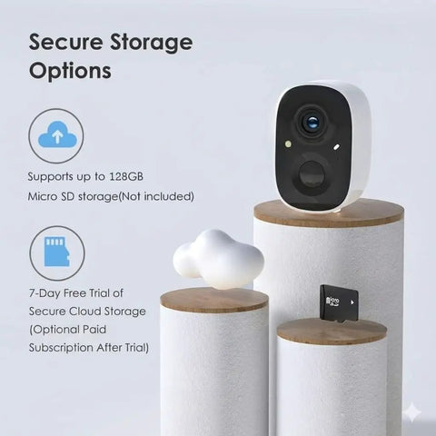 Wireless Outdoor Security Camera Kit Four Pack 2K Battery Powered Cameras For Easy Home Security Surveillance secure storage options