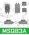 Technical drawing of Industrial Pneumatic Rotary Cylinder Double Acting Air Table Actuator Type MSQ Series MSQB3A