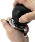 Hands using Rubber Ball Case Opener for Screw Down Watches Pro Grade Watchmaker Tool 67 mm Diameter