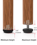 8 Pack 5/16-18 Stainless Steel Adjustable Threaded Furniture Leg Leveling Feet With Screw-In Glide Levelers And T Nut Kit in height comparison.