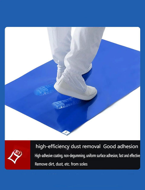 Heavy Duty Sticky Floor Mats With Sweet Strong Grip Remove Shoe Dirt And Workshop Grime with a person stepping on it.
