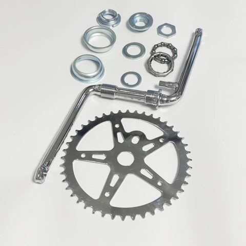 2 Inch Cup Pedal Crank Kit With 44T Sprocket And 165mm Crank Arm One Piece Bike Crankset For Standard And Motorized Rides Silver