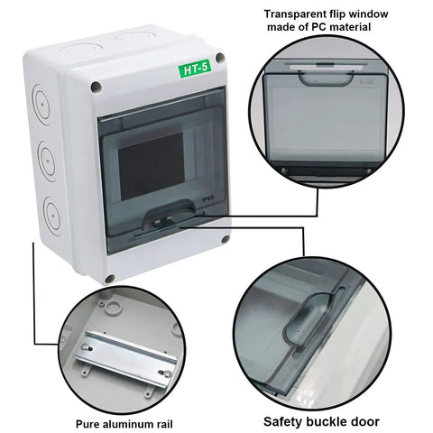 5 Way Indoor Distribution Protection Box With Clear PC Cover IP65 Waterproof ABS Plastic Enclosure features