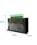 TB6600 stepper motor driver module with green terminal block; black enclosure, 3.8 in L x 2.8 in H x 1.1 in D